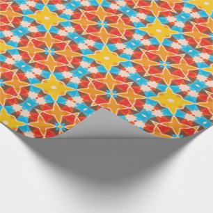 Vibrant Retro 3D Block Colors Kaleidoscope Patroon Cadeaupapier