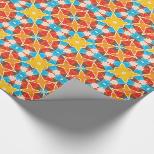 Vibrant Retro 3D Block Colors Kaleidoscope Patroon Cadeaupapier (Hoek)