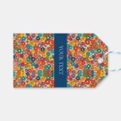 Vibrant Retro 60s Daisy Flower Power Pattern Cadeaulabel (Voorkant (Horizontaal))