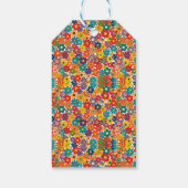 Vibrant Retro 60s Daisy Flower Power Pattern Cadeaulabel (Achterkant)