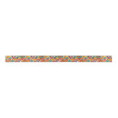 Vibrant Retro 60s Daisy Flower Power Pattern Satijnen Lint (Voorkant)