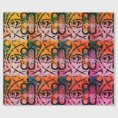 Vibrant Retro Abstract LEAF Patroon Cadeaupapier (Vlak)