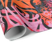 Vibrant Retro Abstract LEAF Patroon Cadeaupapier (Rol Hoek)