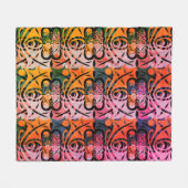 Vibrant Retro Abstract LEAF Patroon Fleece Deken (Voorkant (Horizontaal))