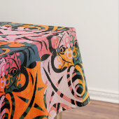 Vibrant Retro Abstract LEAF Patroon Tafelkleed (Voorbeeld)