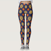 Vibrant Retro Daisy Floral Seamless Pattern Leggin Leggings (Voorkant)