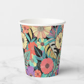 Vibrant Retro Floral Burst Papieren Bekers (Achterkant)