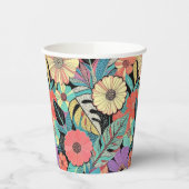 Vibrant Retro Floral Burst Papieren Bekers (Links)