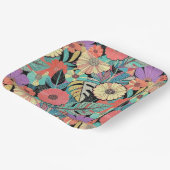 Vibrant Retro Floral Burst Papieren Bordje (Gebogen)