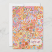 Vibrant Retro Floral Pattern Illustration Kaart (Achterkant)