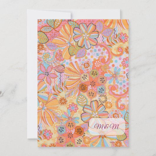 Vibrant Retro Floral Pattern Illustration Kaart (Achterkant)