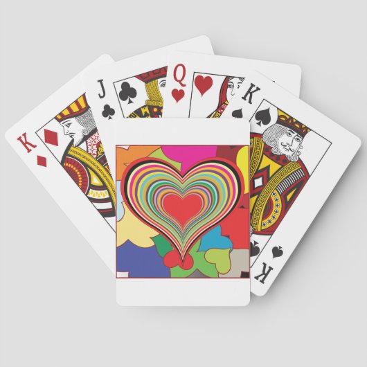 Vibrant Retro Hearts Pokerkaarten (Achterkant)