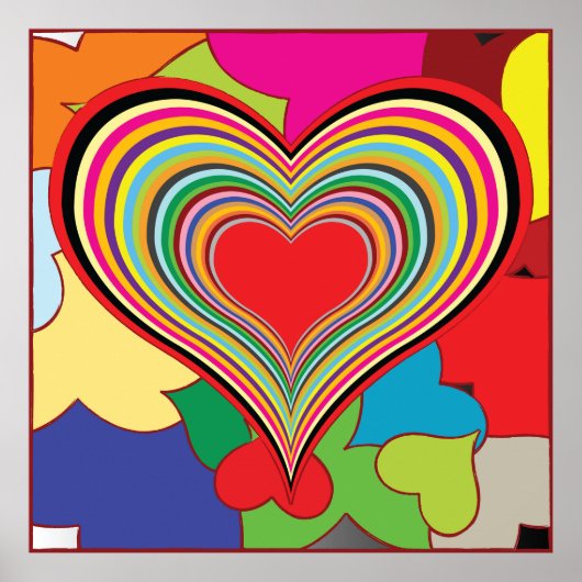 Vibrant Retro Hearts Poster (Voorkant)