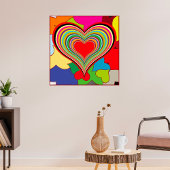 Vibrant Retro Hearts Poster
