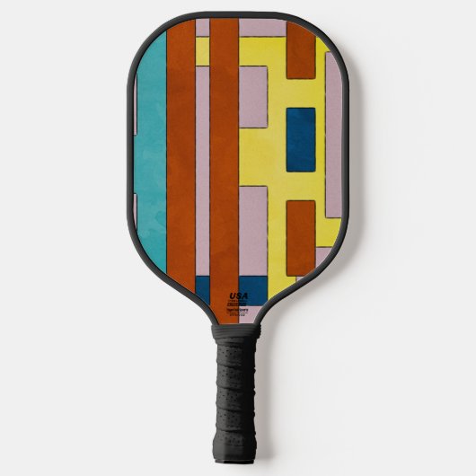 Vibrant Retro Industrial Geometric Abstract  Pickleball Paddle (Achterkant)