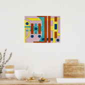 Vibrant Retro Industrieel Geometrisch Abstract Poster (Keuken)
