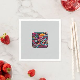"Vibrant Retro Neon geometrisch" Servet