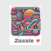 "Vibrant Retro Neon geometrisch" Sticker (Vel)