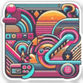 "Vibrant Retro Neon geometrisch" Sticker (Voorkant)