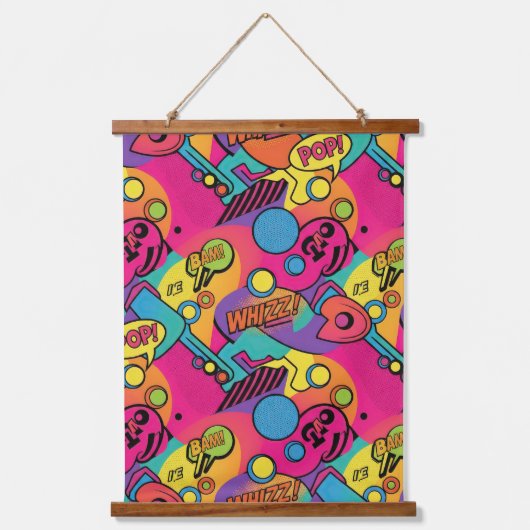 Vibrant Retro Pop Seamless Pattern Hangend Wandkleed (Voorkant)