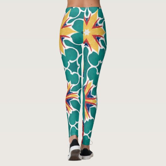 Vibrant Retro Starburst Geometric Pattern Leggings (Achterkant)