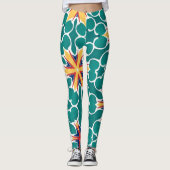 Vibrant Retro Starburst Geometric Pattern Leggings (Voorkant)