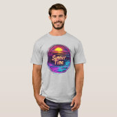 Vibrant Retro “Summer Time” Sunset T-Shirt (Voorkant volledig)