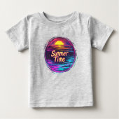 Vibrant Retro “Summer Time” Sunset T-Shirt (Voorkant)