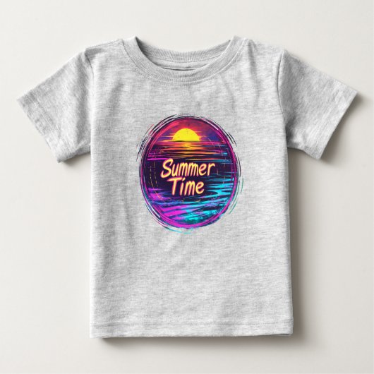 Vibrant Retro “Summer Time” Sunset T-Shirt (Voorkant)