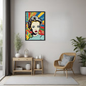 Vibrant Retro Vrouw Pop Art Portret Poster