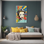 Vibrant Retro Vrouw Pop Art Portret Poster