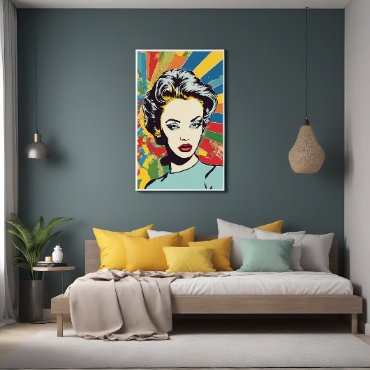 Vibrant Retro Vrouw Pop Art Portret Poster