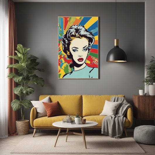 Vibrant Retro Vrouw Pop Art Portret Poster