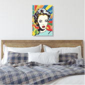 Vibrant Retro Vrouw Pop Kunstportret Canvas Afdruk (Insitu (Slaapkamer))
