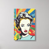 Vibrant Retro Vrouw Pop Kunstportret Canvas Afdruk (Voorkant)