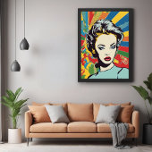 Vibrant Retro Vrouw Pop Kunstportret Poster
