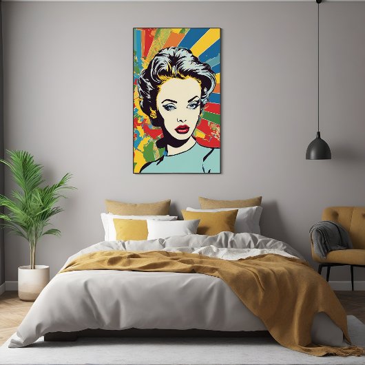 Vibrant Retro Vrouw Pop Kunstportret Poster