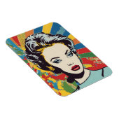 Vibrant Retro Vrouw Pop Portret Kunst Magneet (Rechterzijde)