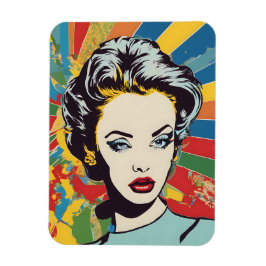 Vibrant Retro Vrouw Pop Portret Kunst Magneet