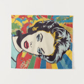Vibrant Retro Vrouw Pop Portret Kunst Wandkleed (Voorkant (horizontaal))