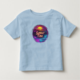 Vibrant Retro "Zomer Tijd" Sunset T-shirt