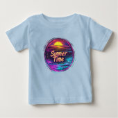 Vibrant Retro "Zomer Tijd" Sunset T-shirt (Voorkant)
