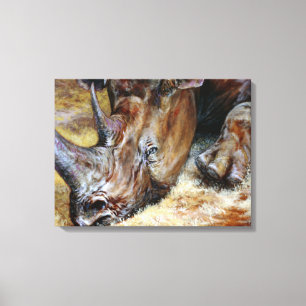 Vibrant Rhinoceros Oil Painting Photo Ontworpen Ar Canvas Afdruk
