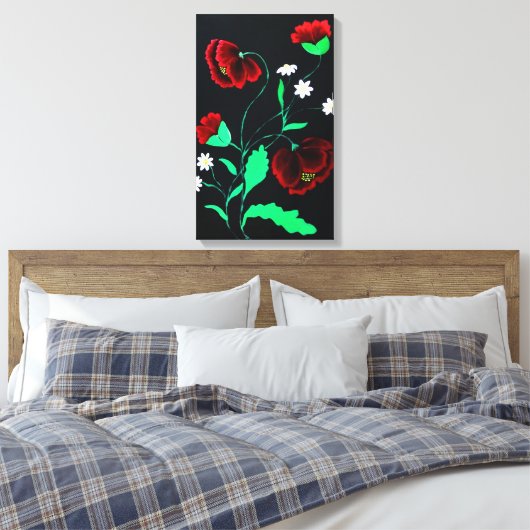 Vibrant rode papaver canvas afdruk (Insitu (Slaapkamer))