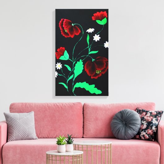 Vibrant rode papaver canvas afdruk (Insitu (Woonkamer))