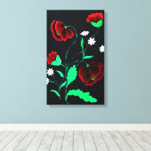 Vibrant rode papaver canvas afdruk (Insitu (Houten vloer))