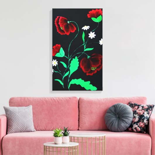 Vibrant rode poppies doekje canvas afdruk (Insitu (Woonkamer))