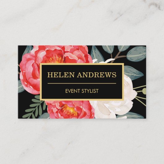 Vibrant  Rood pinda's / botanische flora Visitekaartje (Voorkant)