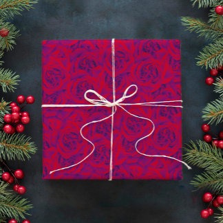 Vibrant Roos Flowers Pattern Floral Paars Red Cadeaupapier