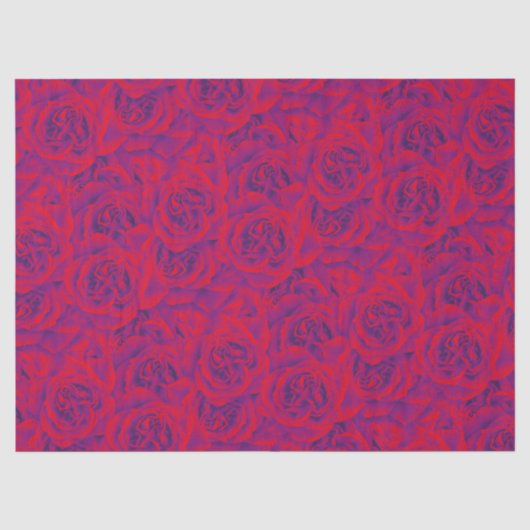 Vibrant Roos Flowers Pattern Floral Paars Red Tissuepapier (Voorkant)